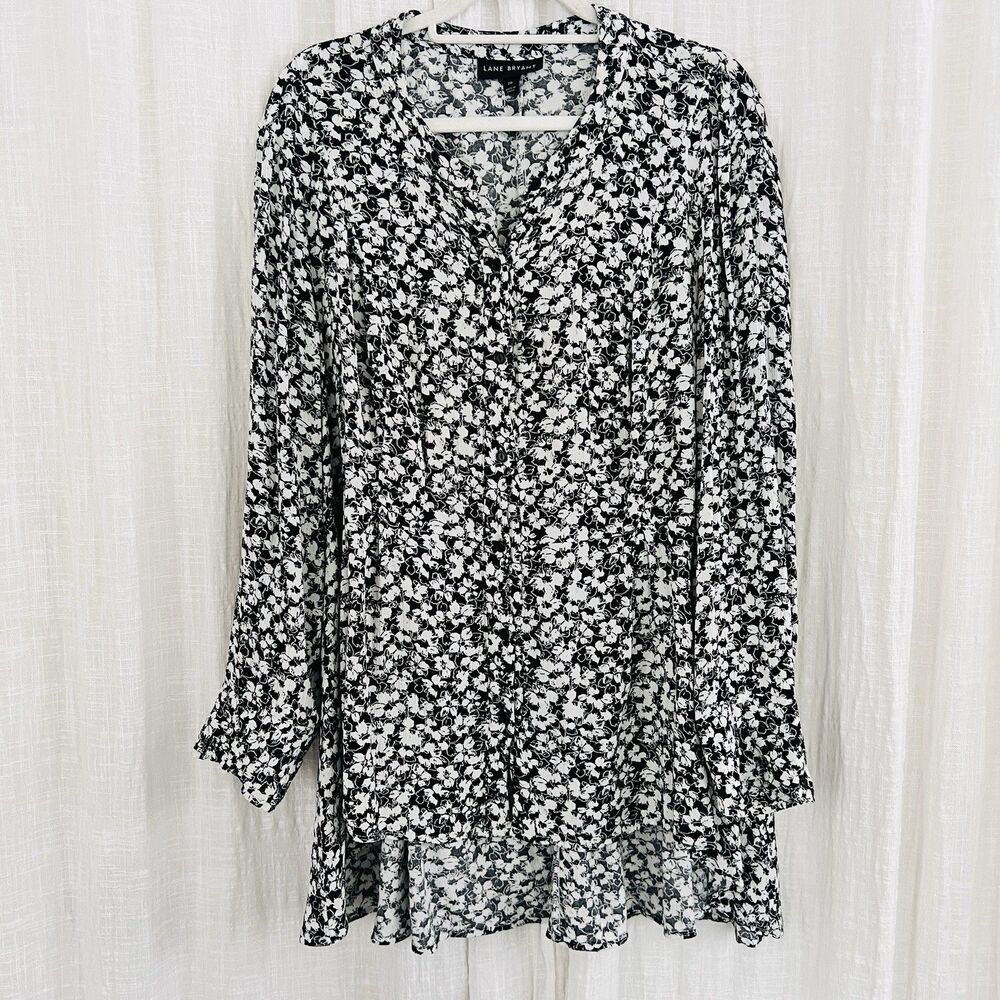 Lane Bryant Black and White Floral Blouse